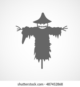 Scarecrow Halloween Concept Flat Icon On White Background