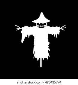 Scarecrow Halloween Concept Flat Icon On Black Background