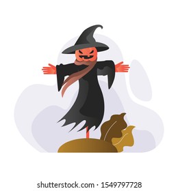 Scarecrow Halloween flat design vectorl illustration