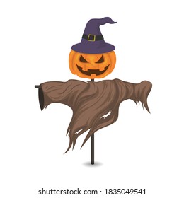 Scarecrow for Halloween isolated on white background