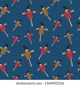 Scarecrow halloween pattern. Vector popular for holiday fashion textile wrapping and print.