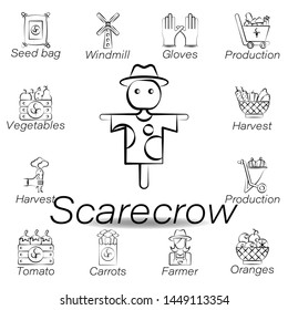 scarecrow hand draw icon. Element of farming illustration icons. Signs and symbols can be used for web, logo, mobile app, UI, UX