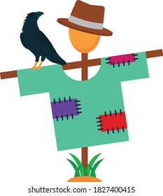 Scarecrow with Hat Concept, Rag clothing Vector Icon Design, Holiday Celebrations and Halloween costumes Symbol on White background