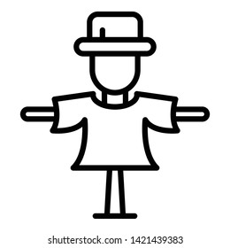 Scarecrow in a hat icon. Outline scarecrow in a hat vector icon for web design isolated on white background