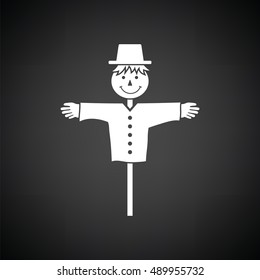 Scarecrow icon. Black background with white. Vector illustration.