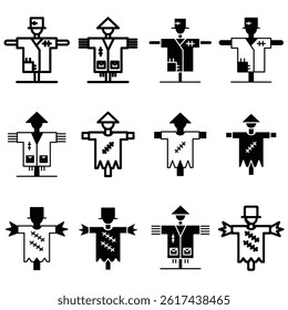 scarecrow icon collection, style outline and glyph