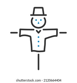 Scarecrow Icon. Editable Bold Outline With Color Fill Design. Vector Illustration.