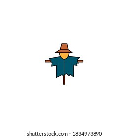 Scarecrow icon. Farm and agriculture icon. Simple, flat, outline, color.