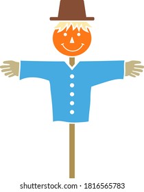 Scarecrow Icon. Flat Color Design. Vector Illustration.