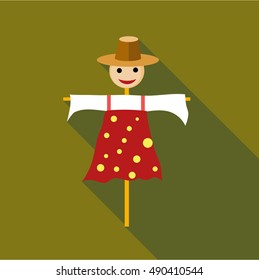 Scarecrow icon in flat style isolated with long shadow vector illustration