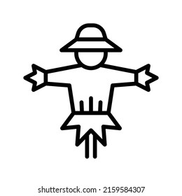 Scarecrow Icon. Line Art Style Design Isolated On White Background
