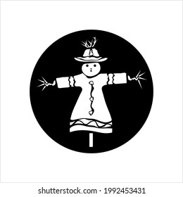 Scarecrow Icon, Mannequin, Decoy Shape Of A Human To Scare Birds From Fields Vector Art Illustration