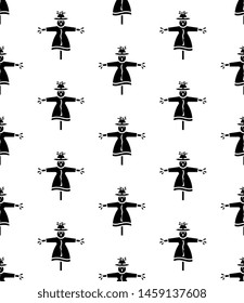 Scarecrow Icon Seamless Pattern, Mannequin, Decoy Shape Of A Human To Scare Birds From Fields Vector Art Illustration