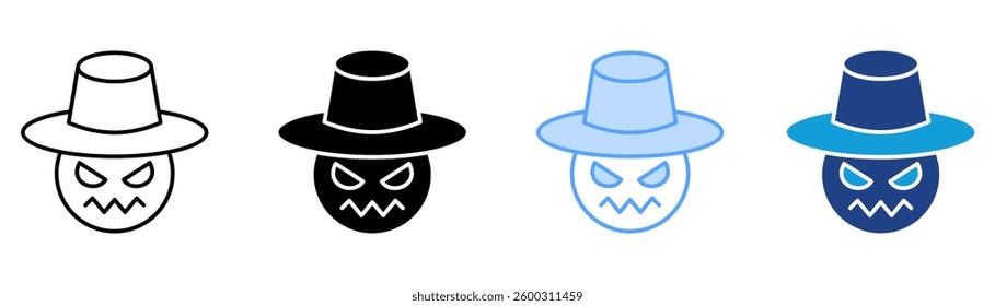 Scarecrow Icon Set Multiple Style Collection