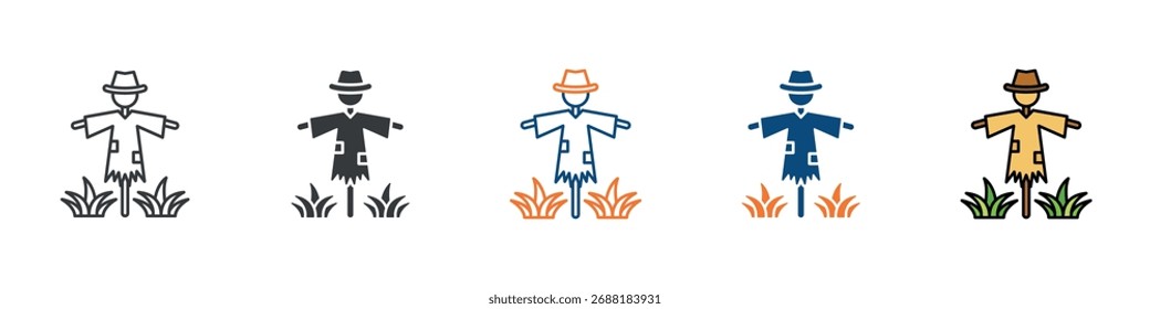 Conjunto de iconos de espantapájaros Colección de estilo múltiple
