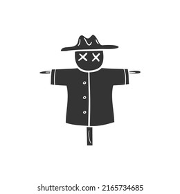 Scarecrow Icon Silhouette Illustration. Agriculture Vector Graphic Pictogram Symbol Clip Art. Doodle Sketch Black Sign.