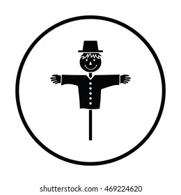 Scarecrow icon. Thin circle design. Vector illustration.