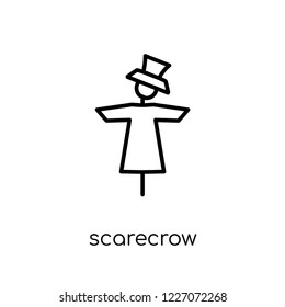 scarecrow icon. Trendy modern flat linear vector scarecrow icon on white background from thin line Agriculture, Farming and Gardening collection, outline vector illustration