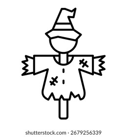 Scarecrow Icon Vector Illustration Line Style