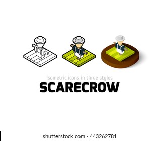 Scarecrow icon, vector symbol in flat, outline and isometric style