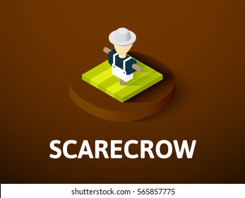 Scarecrow icon, vector symbol in flat isometric style isolated on color background