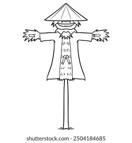 scarecrow illustration hand drawn outline isolated vector