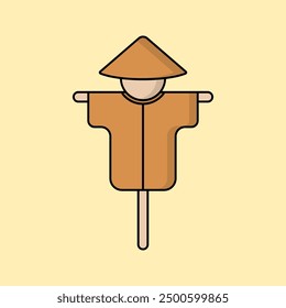 Scarecrow Illustration Isolated on Ivory White Background