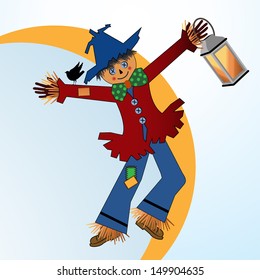 Scarecrow with lantern 