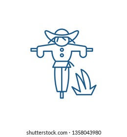 Scarecrow line icon concept. Scarecrow flat  vector symbol, sign, outline illustration.