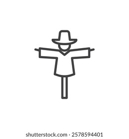 Scarecrow line icon. linear style sign for mobile concept and web design. Scarecrow outline vector icon. Symbol, logo illustration. Vector graphics