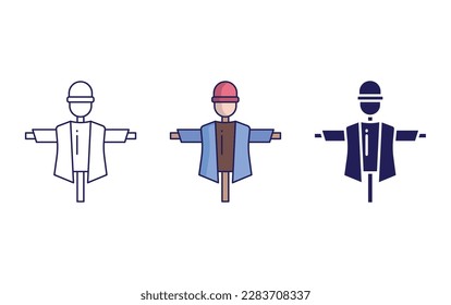 Scarecrow line and solid vector icons