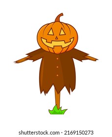 Scarecrow made of pumpkin illustration vector