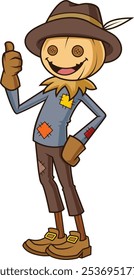 Scarecrow mascot character thumbs up gesture vector illustration