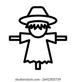 Scarecrow Outline bold Vector Icon which can be easily modified or Edited 