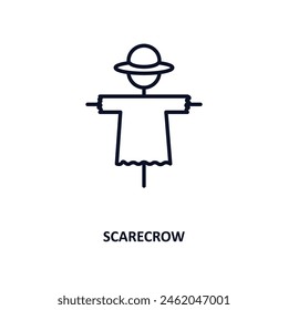 scarecrow outline icon. Thin line icon from agriculture farming and gardening collection. Editable vector isolated on white background