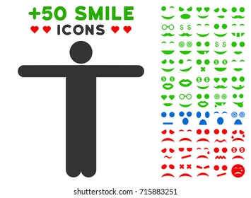 Scarecrow Pose icon with colored bonus facial pictograph collection. Vector illustration style is flat iconic symbols for web design, app user interfaces, messaging.