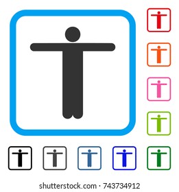 Scarecrow Pose icon. Flat gray pictogram symbol in a blue rounded square. Black, gray, green, blue, red, orange color variants of Scarecrow Pose vector. Designed for web and software user interface.