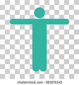 Scarecrow Pose vector icon. Illustration style is a flat iconic cyan symbol on a transparent background.