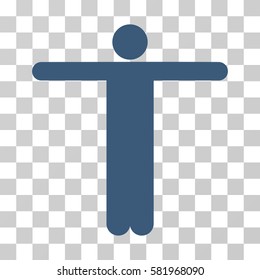 Scarecrow Pose vector pictograph. Illustration style is a flat iconic blue symbol on a transparent background.