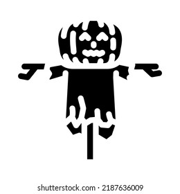 scarecrow pumpkin glyph icon vector. scarecrow pumpkin sign. isolated symbol illustration