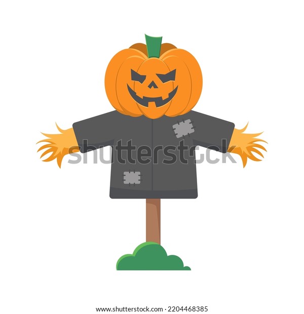 Scarecrow with a pumpkin head. Halloween pumpkin\
jack o lantern. Agricultural Equipment, Patchwork, Pumpkin,\
Agricultural Field
