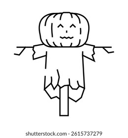 scarecrow pumpkin line icon vector. scarecrow pumpkin sign. isolated contour symbol black illustration
