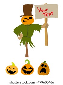 scarecrow and pumpkins