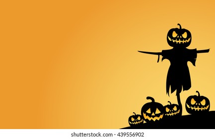Scarecrow and pumpkins halloween backgrounds vector illustration