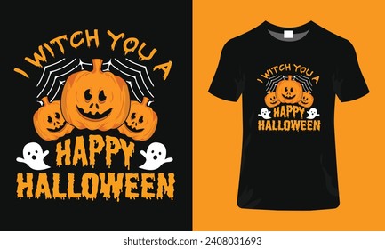 Scarecrow pumpkins halloween with witch vector illustration