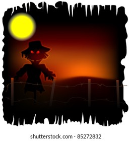 Scarecrow with red eyes