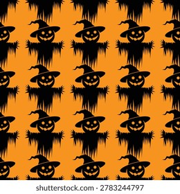 scarecrow seamless pattern for background, texture, fabric motif, gift wrapping, wall decoration	