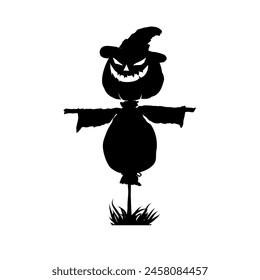Scarecrow silhouette, Halloween scarecrow - vector illustration,	