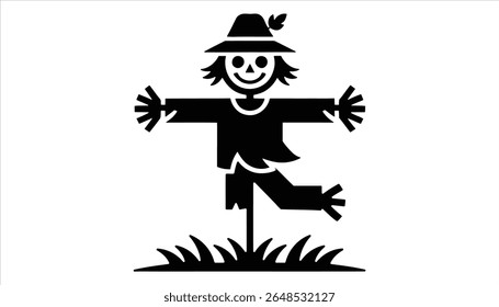 Scarecrow Silhouette Icon for Fall Harvest	