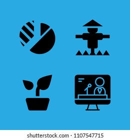 scarecrow, television, pie chart and plant icons vector in sample icon set for web and graphic design